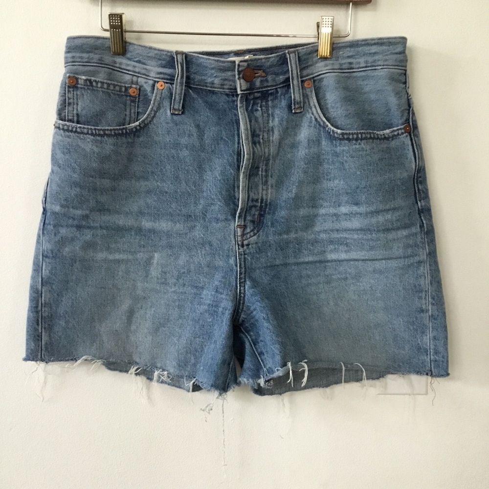 Madewell High-Rise Long Denim Shorts in Brightwater Wash
